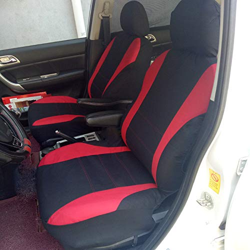 NILE Universal Fit Car Cloth Fabric Seat Cover Automobile Seats Protectors Full Set - Fit Most Car, Truck, SUV or Van Color Red