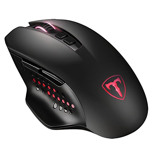 VicTsing Wireless Gaming Mouse, 7-Button Design, 4800 DPI High Precision Optical Sensor, 5 Adjustable DPI Mice(4800/2000/1600/1200/800) with 2 Programmable Side Buttons, Comfortable Grips, Black