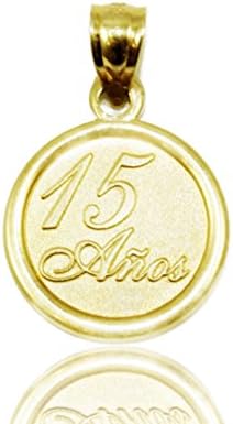 14k Yellow Gold 15 Quinceañera Pendant (available with 16" chain) (w/ Chain)