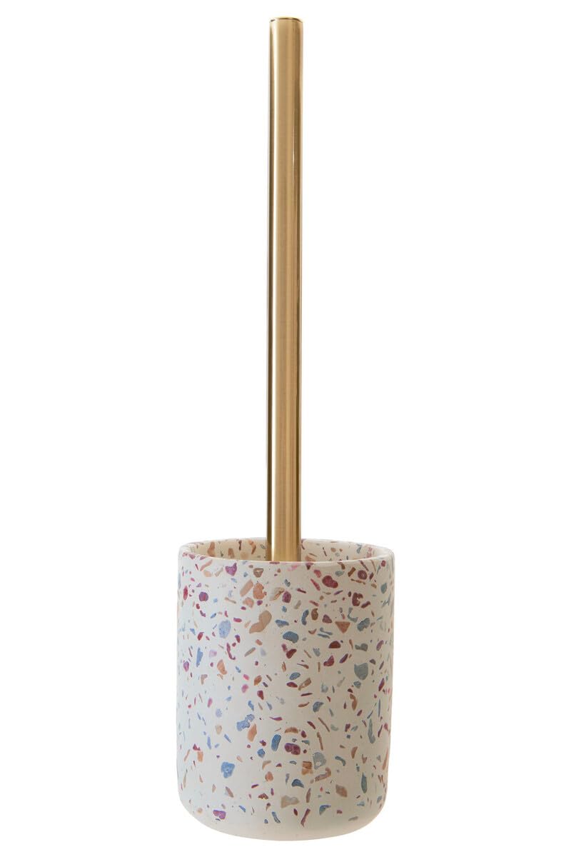Premier Housewares Effortless Cleaning Toilet Brush Gold Finish Handle With Holder Effortless Cleaning Contemporary Terrazzo Design Grey Finish 9x37x9
