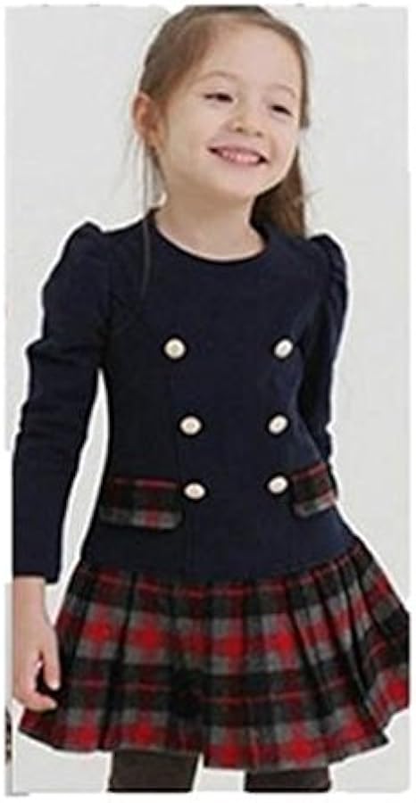紺 赤 チェック柄 ワンピース 子供ワンピース キッズワンピース キッズ ワンピース 入学 入園 子供服 キッズ 女の子 100ｃｍ ネイビー ワンピース チュニック 通販 Amazon