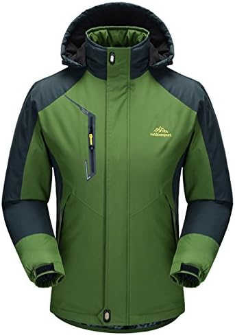 WenVen Mens Waterproof Windproof Moutain Ski Jacket Fleece Outdoorwear(Grass Green,M)