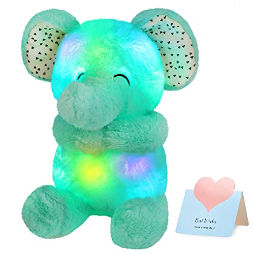 Houwsbaby Light up Elephant Stuffed Animal Floppy LED Plush Toy Night