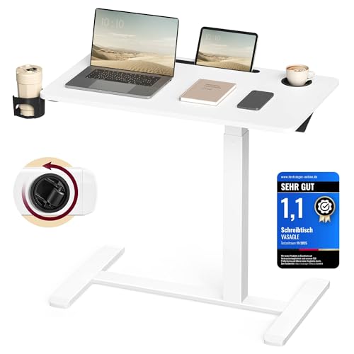 VASAGLE Beistelltisch mit Rollen, mobiler Stehtisch, 80 x 45 cm