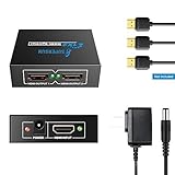 HDMI Splitter 1 in 2 Out, HDMI HDCP Bypass Splitter One Input to Two Outputs HDMI Amplifier 1X2 HDMI Splitter 4k, for Xbox One PS4 PS3 Blu-ray Player Cable Box Satellite TV (1 Input 2 Outputs)