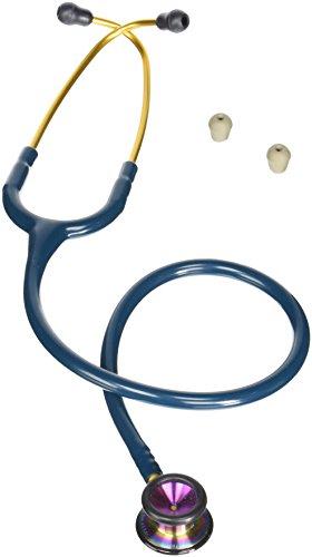 3M Littmann Classic II Pediatric Stethoscope, Rainbow-finish Chestpiece, Caribbean Blue Tube, 28 inch, 2153