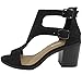 Soda Women's Open Toe Double Buckle Cutout Stacked Heel Sandal