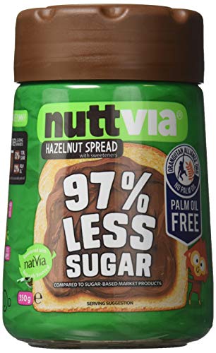 Nuttvia Hazelnut Spread with Sweeteners. Delicious & Palm Oil Free Hazelnut Spread 350 g Jar - 97% Less Sugar