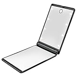 LED Makeup Compact Mirror,Haimi Tree Travel Pocket Make Up Portable Mirror Dimmable 8 LEDs Lighted Mirror 1X & 2X Magnification Cosmetic Illuminated Handbag Mirror Adjustable Stand [Energy Class A+]