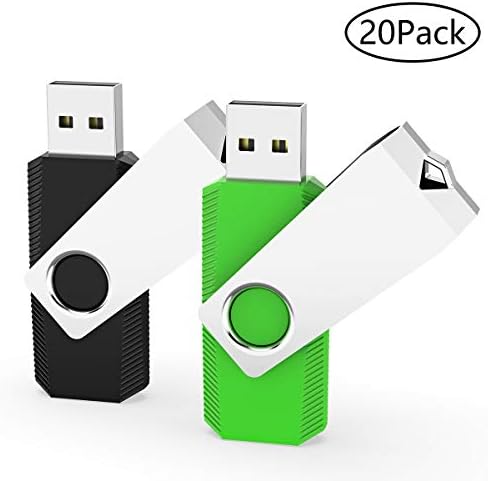 RAOYI 20 Pack 8GB USB Flash Drive Swivel Thumb Pen Drive Memory Stick Colorful Jump Drive