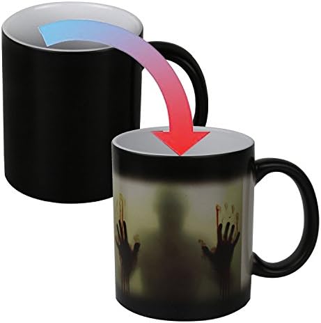 Heat Sensitive Color Changing Funny Coffee Mug Cup Magic Ceramic Hot Cold Liquid 10oz For Men and Women Giftbox Wrap For Party Birthday Graduation Wedding Christmas Thanksgiving Gift(Zombie)