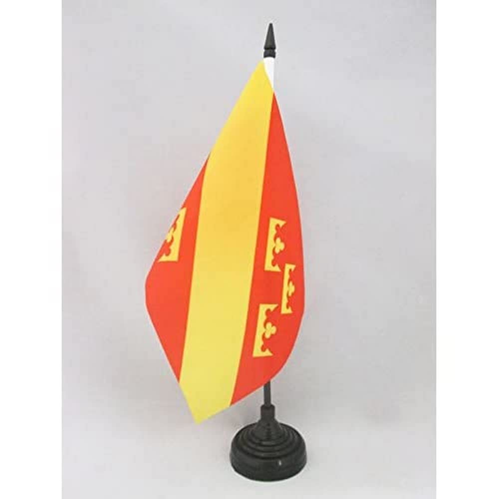 AZ FLAG French Department of Haut-Rhin Table Flag 5'' x 8'' - Haute-Alsace Office Decoration 100% Polyester 21 x 14 cm - Mini Desk Flag with Pole and Black Plastic Base