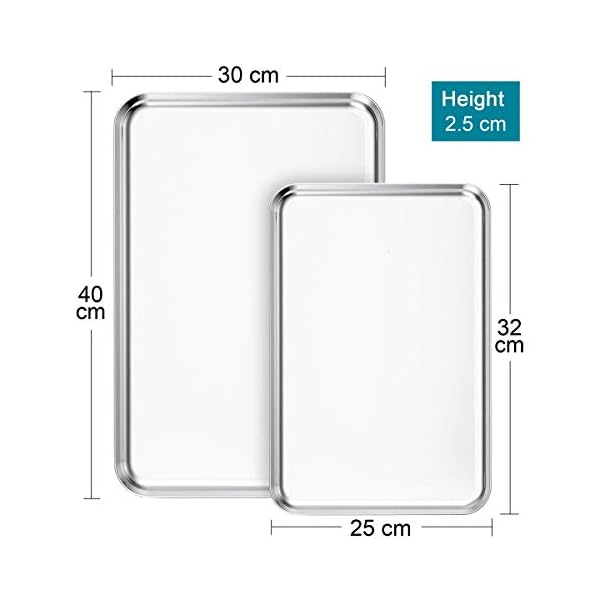 Baking-Tray-Set-of-2-HaWare-Stainless-Steel-Baking-Sheet-Cookies-Bakeware-Pan-Healthy-Non-Toxic-Easy-Clean-Mirror-Finished-for-Less-Stick-Oven-Dishwasher-Safe40-x-30cm-31x-254cm Baking Tray Set of 2, HaWare Stainless Steel Baking Sheet Cookies Bakeware Pan - Healthy & Non Toxic, Easy Clean…