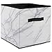 DII Polyester Foldable Square Laundry Organizing Cube Basket Bin, Set of 2, White Marble