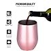 Carlcoo Tumbler with Lid, 12 oz Stainless Steel Stemless Glass, Rose Gold Double Wall Vacuum Insulated Cup for Coffee, Wine, Cocktails, Ic