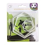 SAKOLLA Soccer Ball Cookie Cutter, Hexagon Cookie Cutter, Football Cake Decorations - 4 Sizes Biscuit Cutters/Sandwiches Cutter/Pastry Cutters