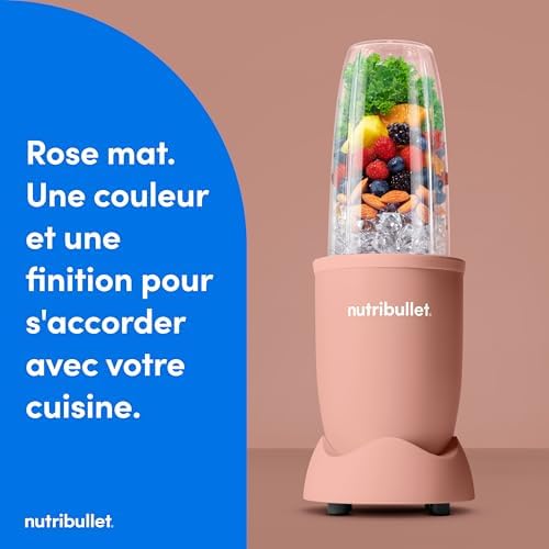 Pro 900 - Blender Personnel Multifonction, Smoothie, Fruits et Légumes, Compact, Facile à Utiliser et Nettoyer, Extraction Nutriments, 900W, Rose Mat Minéral (NB904MACL)