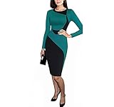 Colyanda Women's Elegant Colorblock Wear to Work Business Stretch Pencil Dress