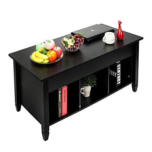 Lift Top Coffee Sugar Tables Tea Desk Foldable Wood Black Convertible Furniture for a Living Room, Dining Room, Bedroom, Office, Reception Room, etc - Thumbnail 7