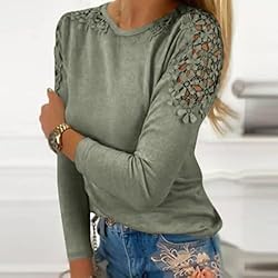 iPOGP Women's Round Neck Solid Color Hollow