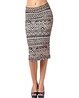82 Days Women'S Ponte Roma Printed Regular To Plus Below Knee Pencil Skirt - A54 Mocha &amp; Black S