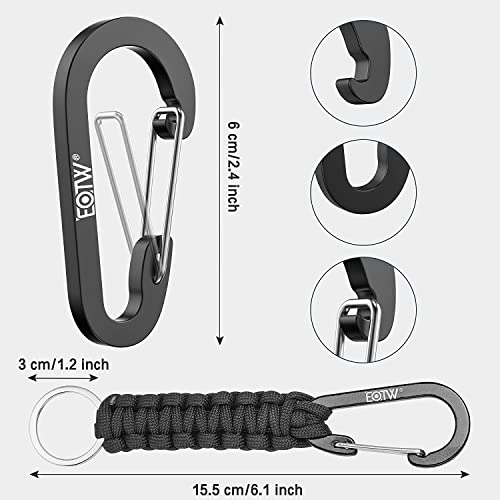 EOTW Carabiner Keychain, Small Carabiner Clip with Paracord Keychain Mini Aluminum D Ring Key