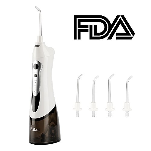 Vtakol Cordless Water Flosser Oral Irrigator IPX7 Waterproof Dental Flosser Portable Design Rechargeable Battery with 4 Tips+USB Charger+Storage Bag