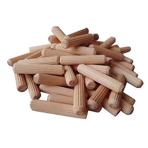 100Pcs Wooden Dowel Cabinet Drawer Round Fluted Wood Craft Dowel Pins Rods Set Furniture Fittings - 6x40mm