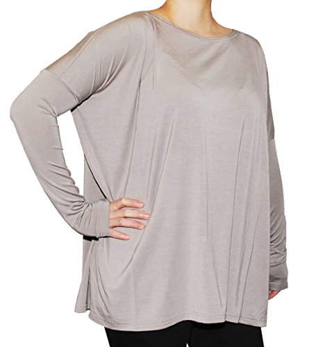 Piko Women's Famous Long Sleeve Bamboo Top Loose Fit (SMALL, L. Brown)