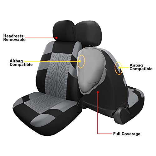 Pariitadin Car Seat Covers Full Set, Washable and Breathable Premium Cloth Automotive Vehicle Seat Cover for Car Interior, Universal Fit for Most Cars, Sedan, Truck, SUV(Black/Gray)