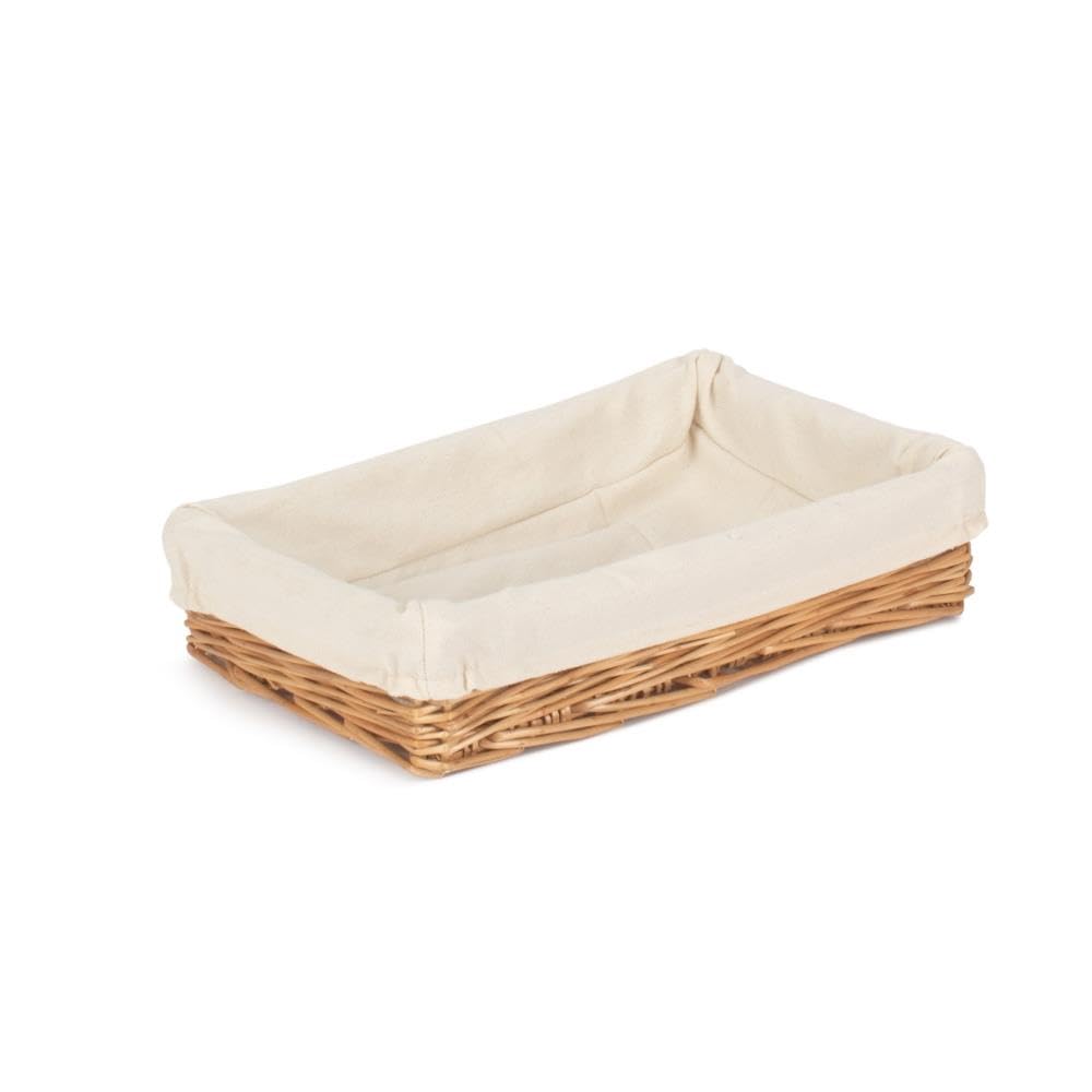 Small Lined Straight-Sided Rectangular Wicker Tray