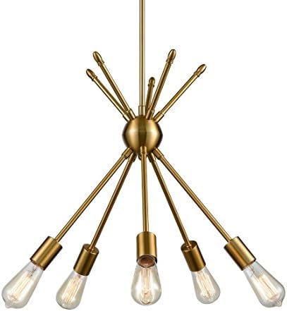 AXILAND Modern Metal Sputnik Chandelier With 5 Lights Pendant Lighting Ceiling Light Fixture Plating Gold