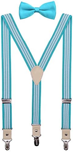 PZLE Mens Kids Suspenders and Bow Tie Set for Wedding Adjustable