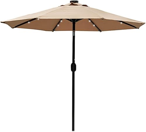 Amazon Com Sundale Outdoor 7 Ft Solar Powered 24 Led Lighted Patio Umbrella Table Market Umbrella With Crank And Push Button Tilt For Garden Deck Backyard Pool 8 Steel Ribs Polyester Canopy