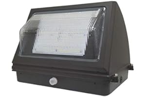 LED ENERGY PLUS 55W LED Emergency Wall Pack Light - Semi Cutoff - Glass Lens - Built in Emergency Back up - 120 Minutes Battery Backup- Forward Throw - DLC Listed