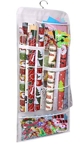 KIMBORA Wrapping Paper Storage Gift Wrap Organizer Hanging Closet Dual-Sided Organization for Holiday Accessories, Gift Bags,Ribbon and Bows