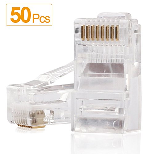 RJ45 Connectors,SHD RJ45 Ends Cat6 Connector Cat5e Connector Cat5 Connectors Ethernet Cable Crimp Connectors-50Pcs
