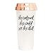 Sweet Water Decor Plastic Travel Mug with Lid, Motivational Commuter Coffee Tumbler, 16oz Double-Walled Insulated Cup, Cute Travel Accessories for Women (She Believed She Could - Rose Gold Lid)
