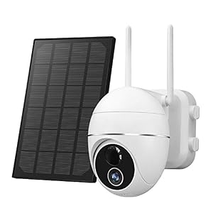 Outdoor Security Camera-Wireless PTZ Solar Panel 15000mAh Rechargeable Battery Power WiFi Security System,2-Way Audio…