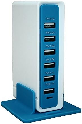 Fast Charging Station, ZNY 30W 6A 6 Port USB Desktop Charger Hub For Apple iPad iPhone 7 6 6S Plus 5 5S 5C SE Samsung LG Sony Google HTC Huawei (Blue)