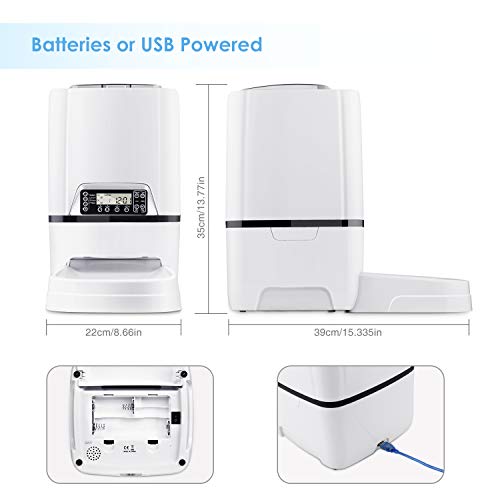 amzdeal Automatic Cat Feeder 6L Pet Feeder Dog Food Dispenser with Time