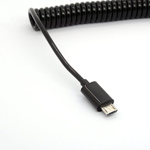 3M/9Ft Coiled USB to Micro USB Cable Spring Spiral USB 2.0 Male to Micro B Male Connector Data Synchronize and Charging Data Extension Cord