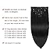 Real Clip in Hair Extensions Natural Black 8 Pieces - Premium Womens Straight Double Weft Thick Remy Hair Extensions Clip in on Human Hair for Long Hair (16