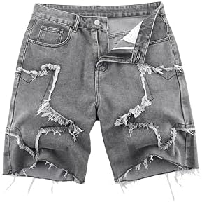 Aelfric Eden Mens Star Patchwork Casual Denim Shorts Mid Jean