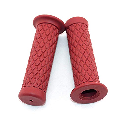 Non Slip Rubber Bar End Thruster Grip Pair/2PCS 7/8" 22mm Motorcycle Comfort Hand Handlebar Grip Thruster Grip for Harley Honda Triumph Yamaha Kawasaki CG125 CB400 (Red)