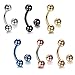 ORAZIO 6Pcs 14G Stainless Steel Belly Button Rings Screw Curved Tiny Navel Bars Body Piercing 4mm