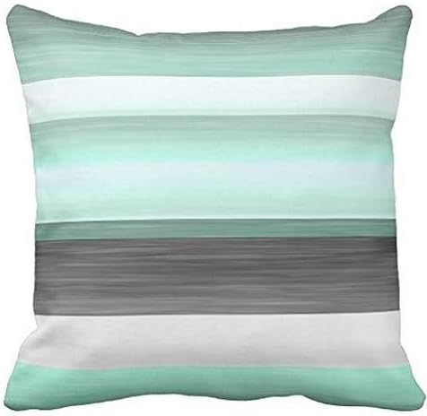 Pastel Mint Green Gray Watercolor Stripes Pattern Throw pillow case 20*20