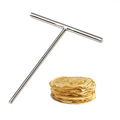 Echaprey Professional T Shape Stainless Steel Crepe Maker Batter Spreader to Fit Large Crepe Pan Maker (B)