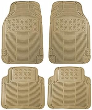 Speedwav Rubber Car Floor Mats Set of 4 BEIGE-Hyundai i10 Type 1 (2007-2012)