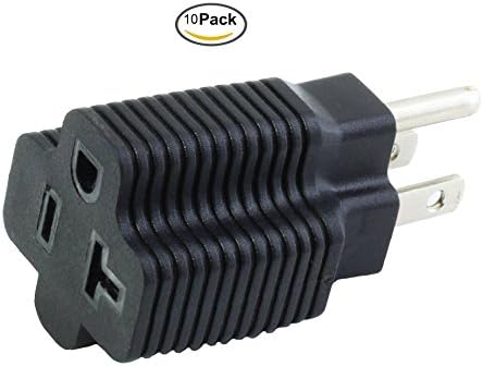 AC Connectors 15 Amp Household Plug to 20 Amp T-Blade Female Adapter … (10PK)